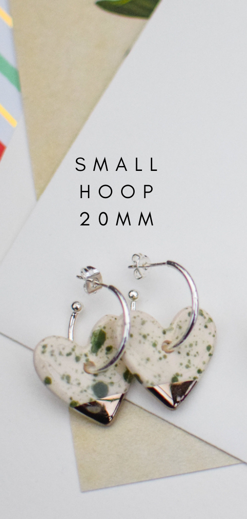 White Heart ceramic Charm with Hoops