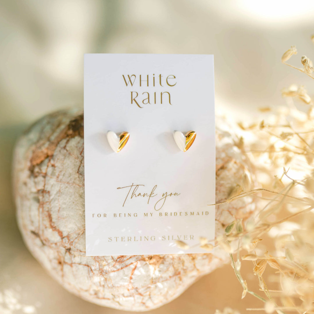Bridal Party Gift Stud earrings with 'Thank you for being my bridesmaid' earring cards