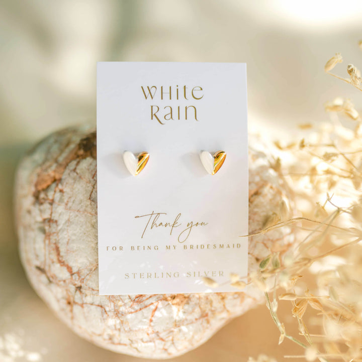 Bridal Party Gift Stud earrings with 'Thank you for being my bridesmaid' earring cards