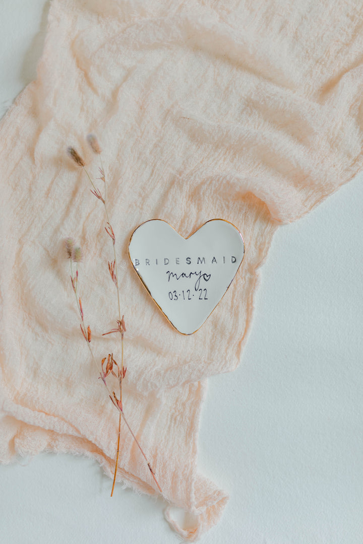 Personalised Bridesmaid Trinket dish with name and date