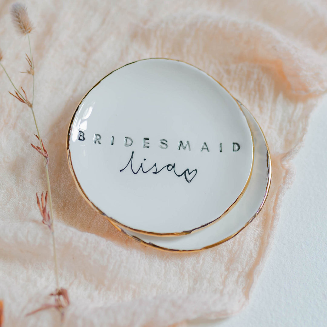 Personalised Bridesmaid Trinket dish with name and date