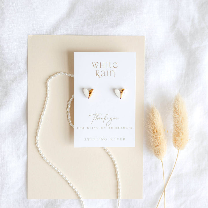 Bridal Party Gift Stud earrings with 'Thank you for being my bridesmaid' earring cards