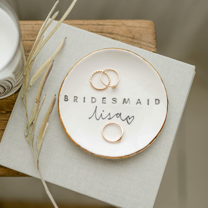 Personalised Bridesmaid Trinket dish with name and date