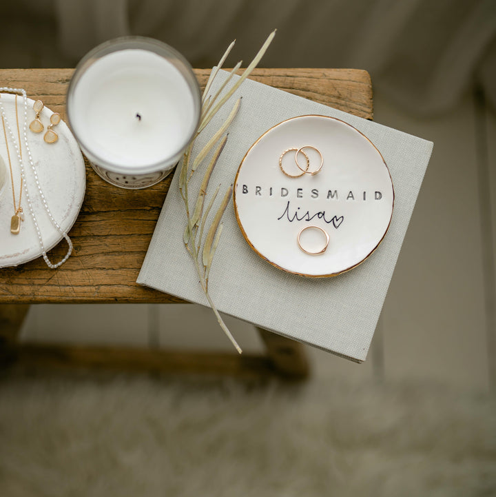 Personalised Bridesmaid Trinket dish with name and date