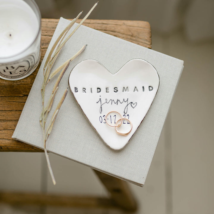 Personalised Bridesmaid Trinket dish with name and date