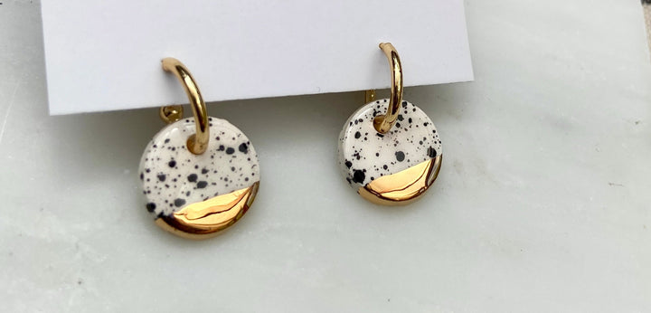 Spotty Circle ceramic Charms with Huggie Hoops
