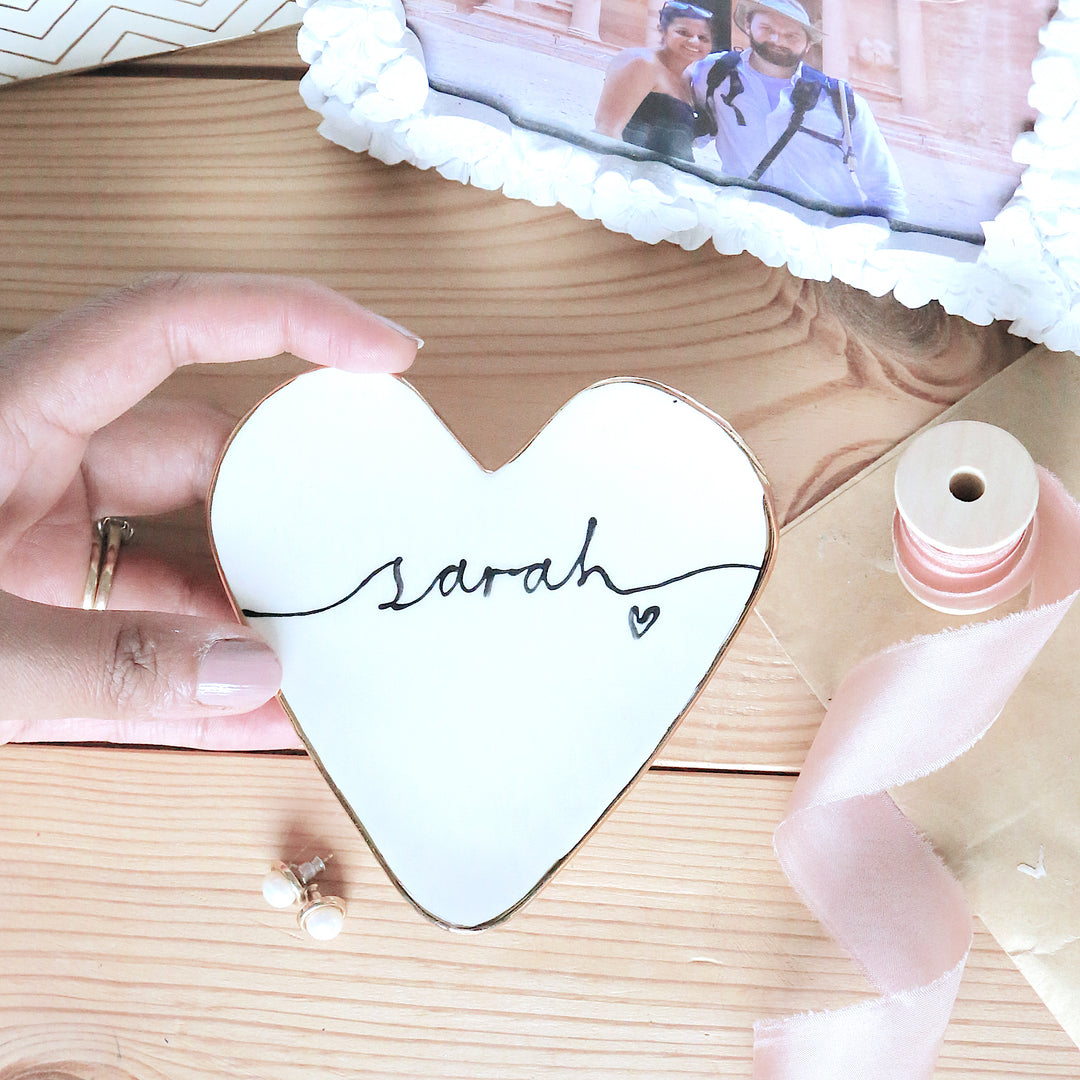 Hand painted personalised trinket dish