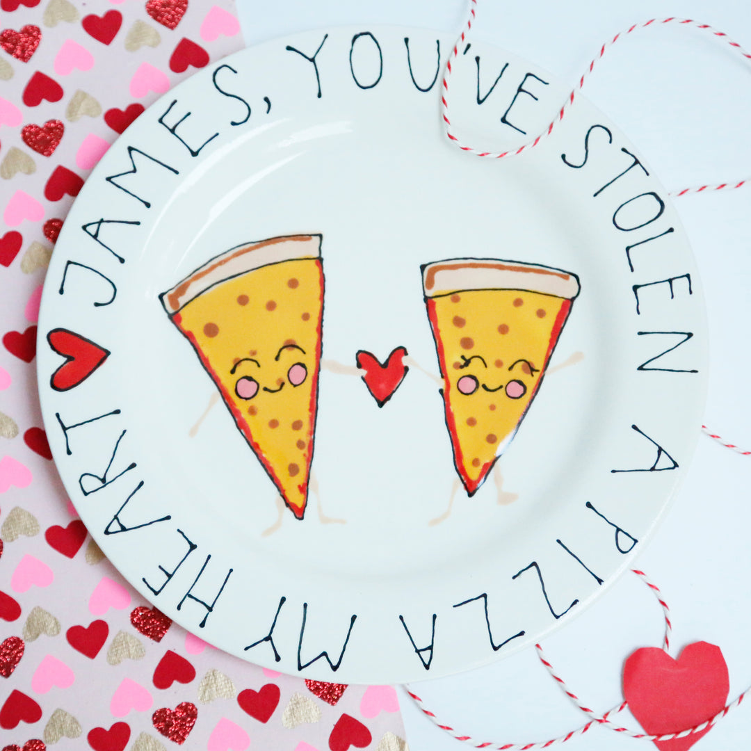 Humorous 'Pizza My Heart' Personalised Plate