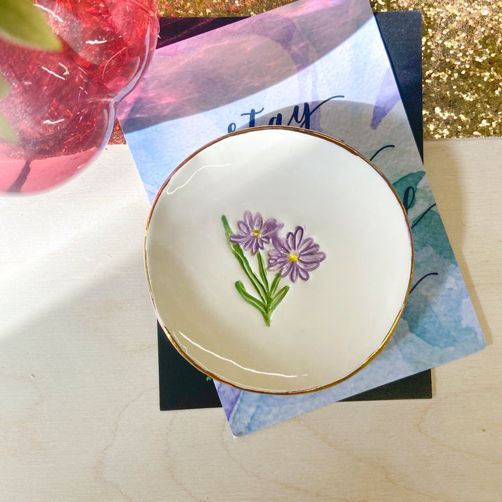 February Birth Flower Violet trinket dish