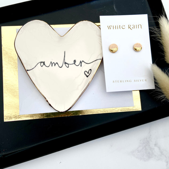 Personalised trinket dish and earrings Gift set