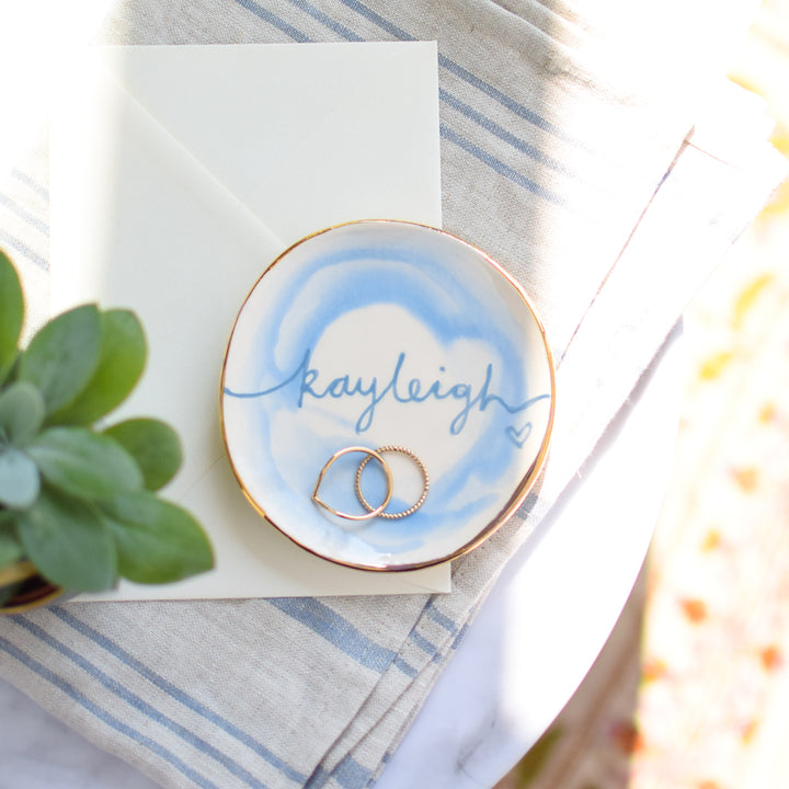 Personalised watercolour style trinket dish