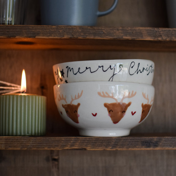 Christmas bowl with Cute Rudolph face design