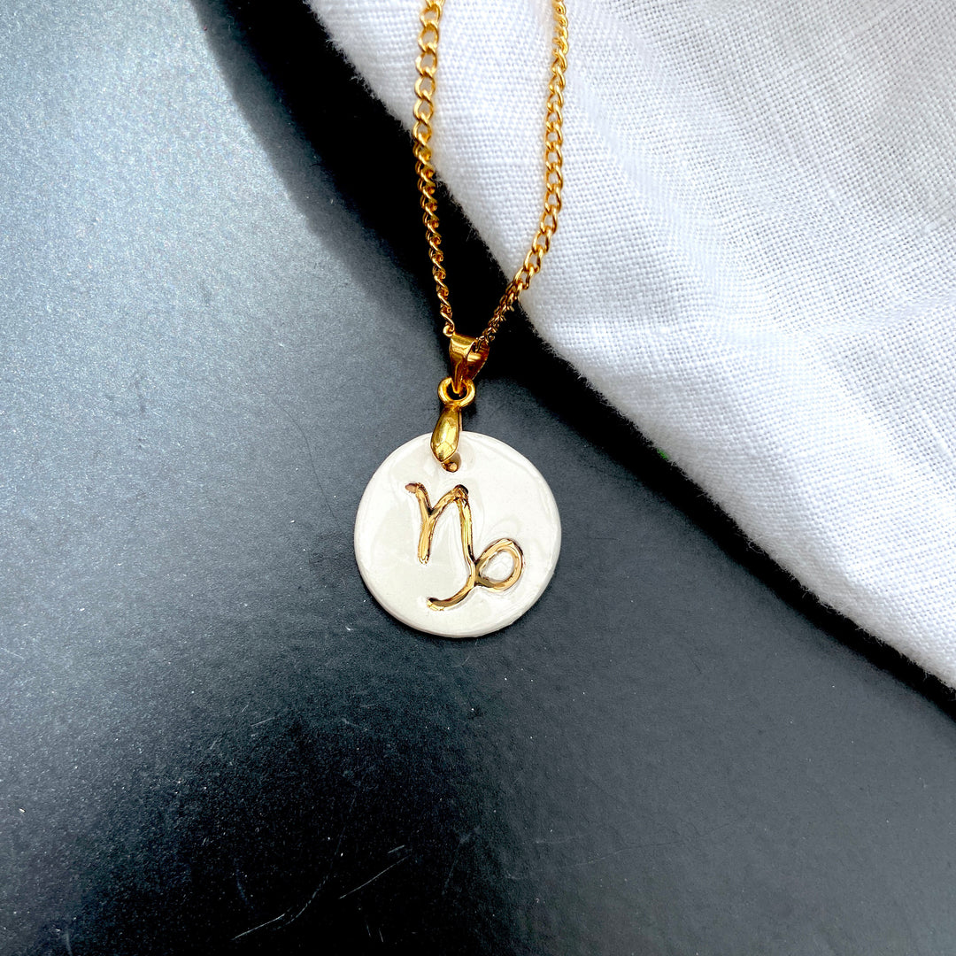 Zodiac Sign Ceramic Necklace Charm
