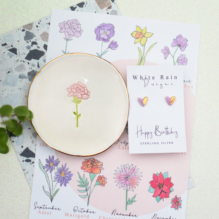 February Birth Flower Violet trinket dish