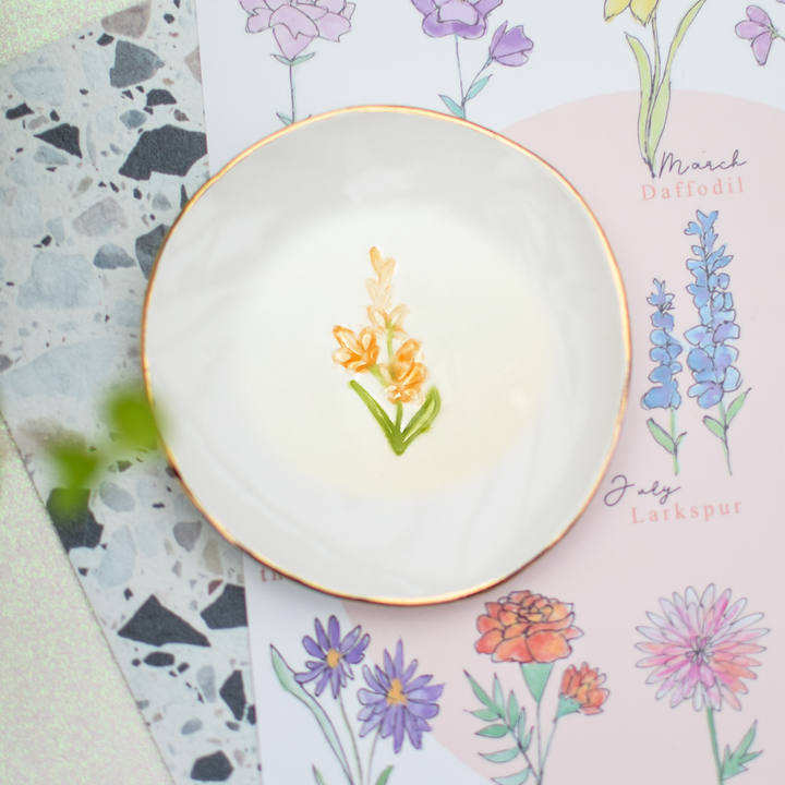 Birth Flower trinket dish