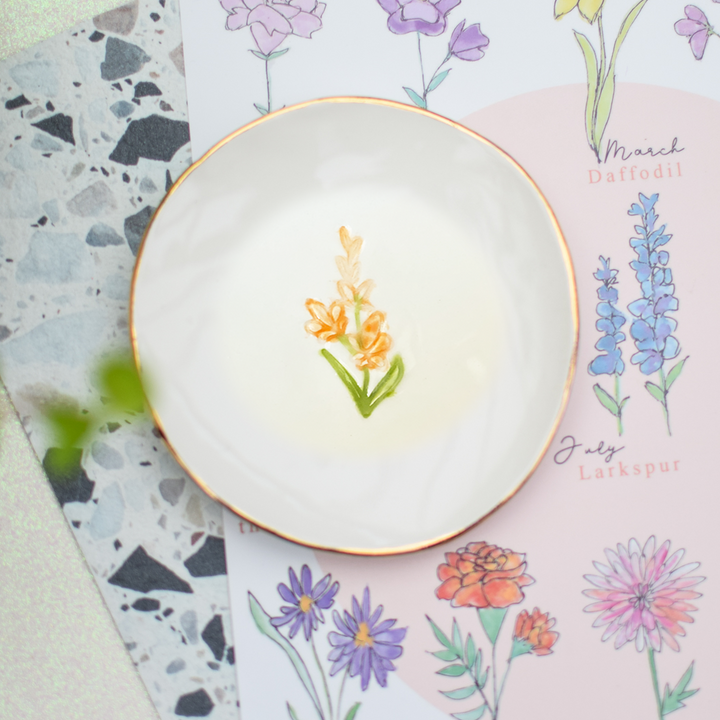 February Birth Flower Violet trinket dish