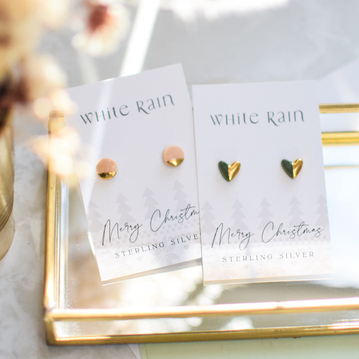Merry Christmas Ceramic stud earrings with gold lustre