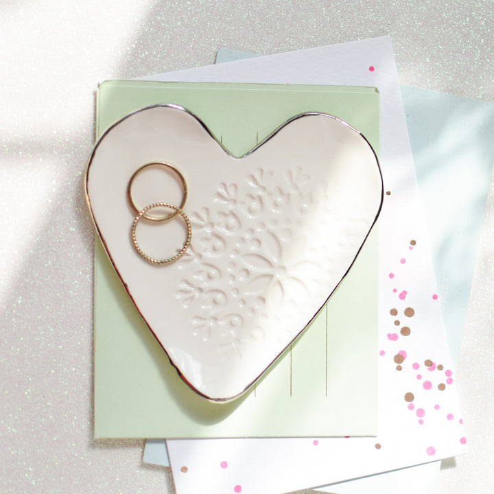 Heart Shaped Side Stamped Jewellery Dish