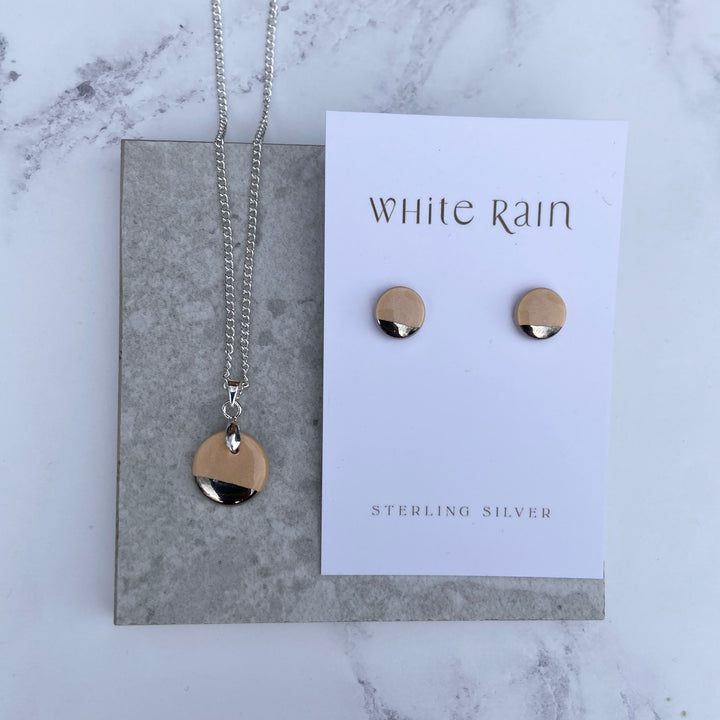 Circle shape Ceramic necklace and earrings gift set