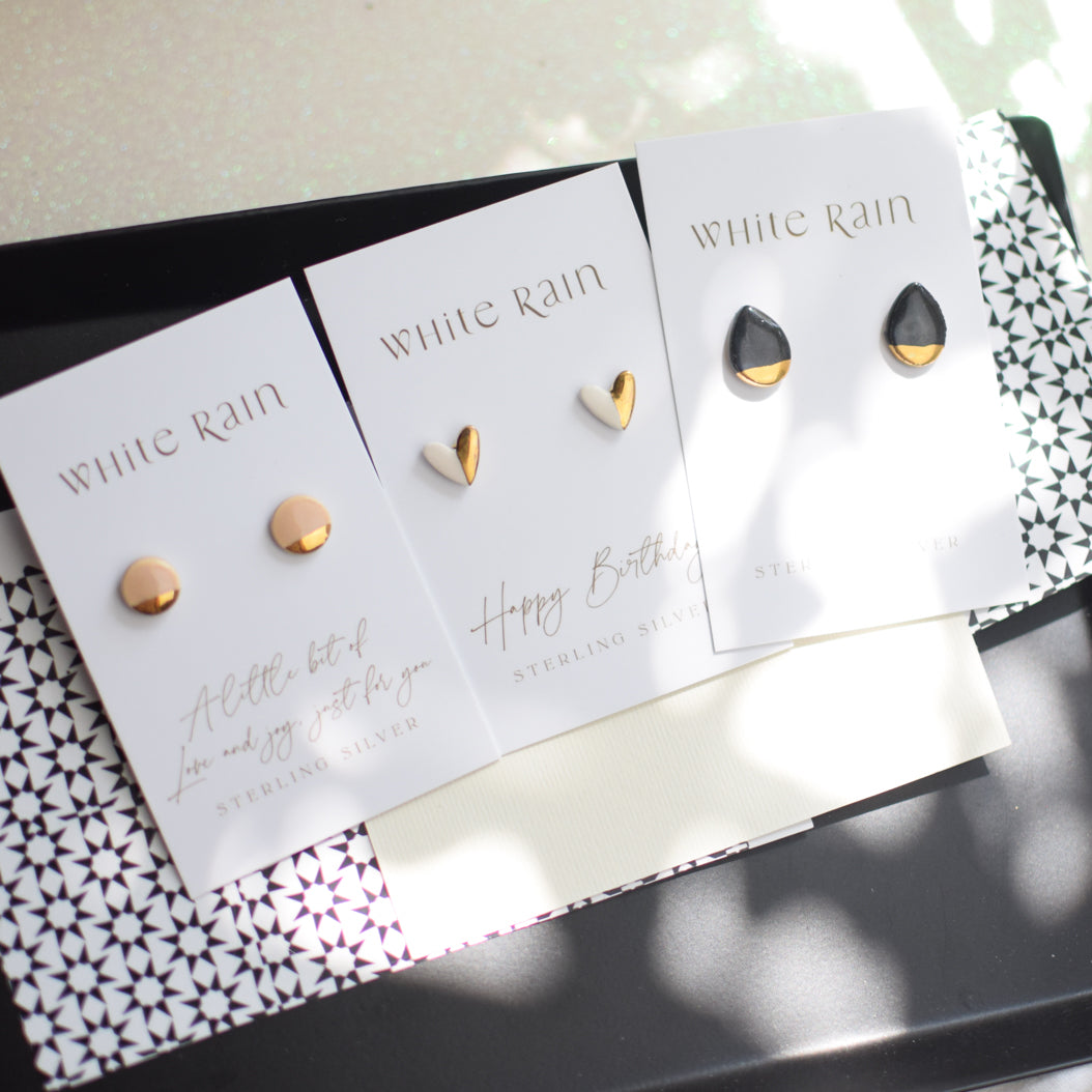 Personalised Black Watercolour style trinket dish and earrings Gift set
