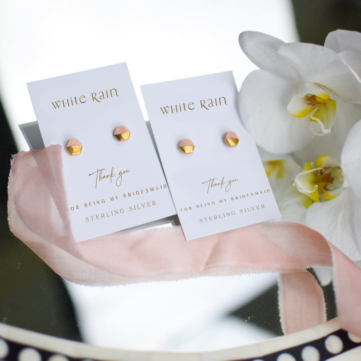 Bridal Party Gift Stud earrings with 'Thank you for being my bridesmaid' earring cards