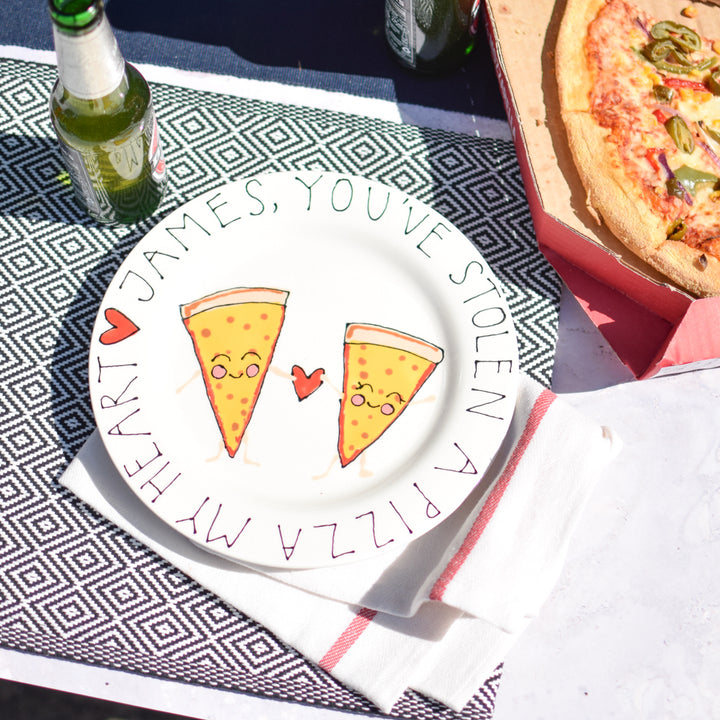 Humorous 'Pizza My Heart' Personalised Plate