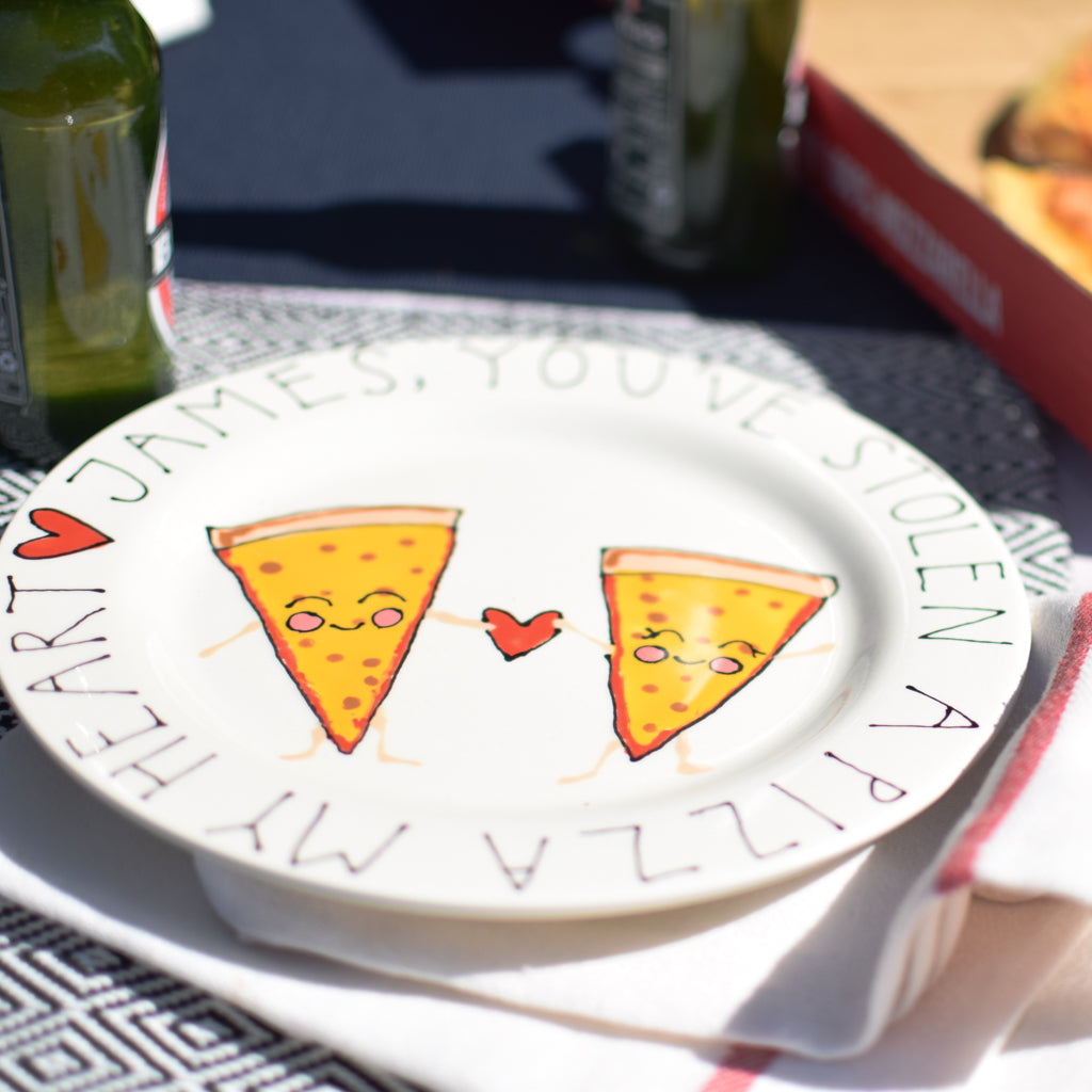 Humorous 'Pizza My Heart' Personalised Plate