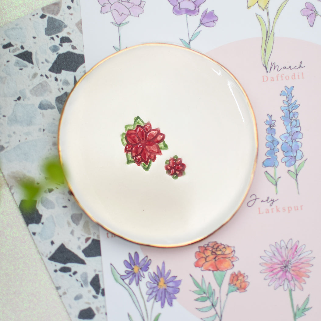 Birth Flower trinket dish