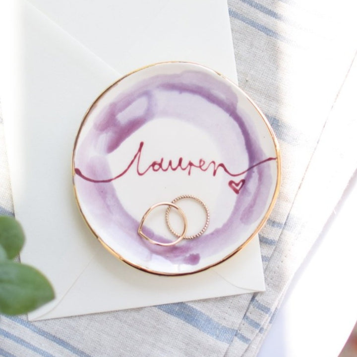 Personalised watercolour style trinket dish