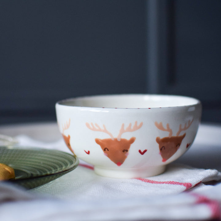 Christmas bowl with Cute Rudolph face design