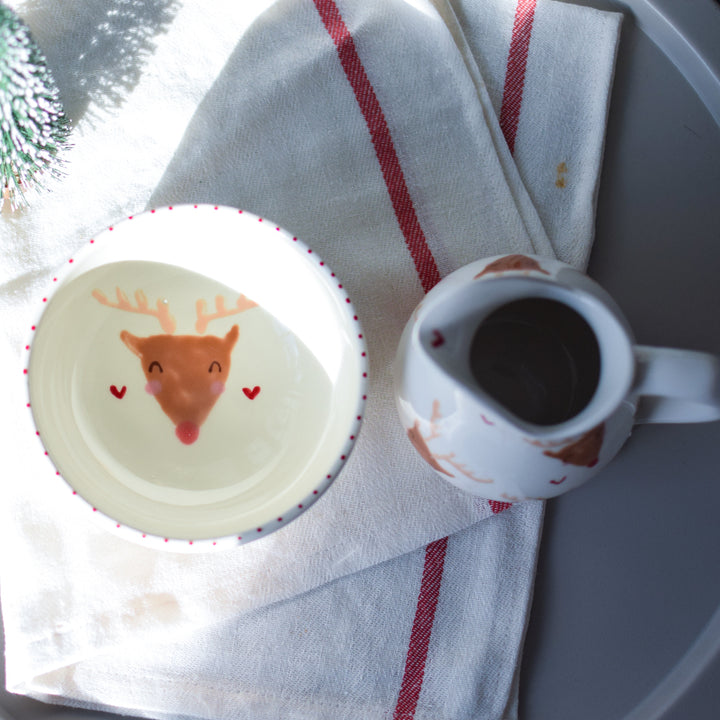 Christmas bowl with Cute Rudolph face design