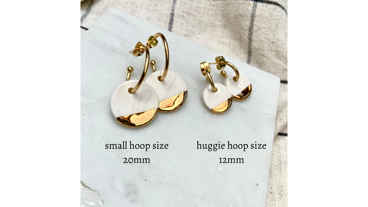 Circle Mini Ceramic Charms with Huggie Hoops
