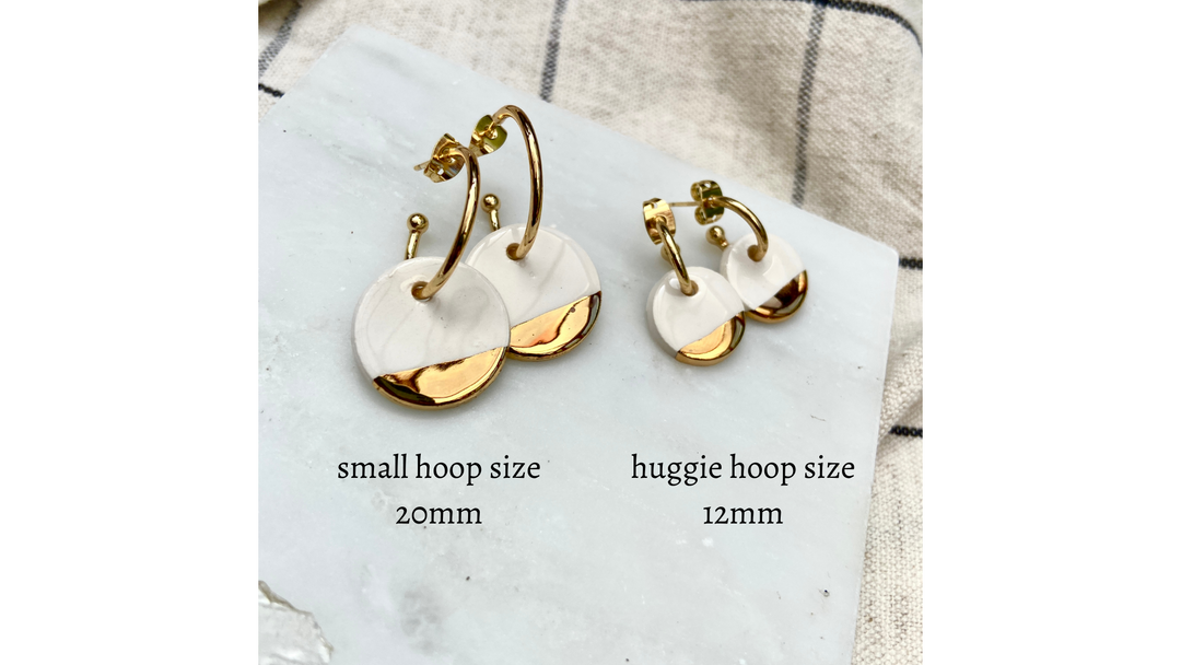 Circle Mini Ceramic Charms with Huggie Hoops